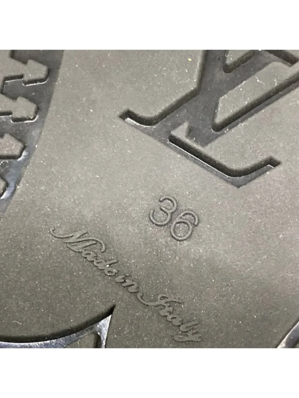 Louis Vuitton Rain Boots Black Long Monogram Pattern Embossed